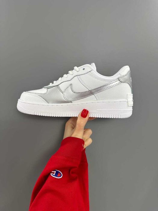 Кросівки Nike Air Force 1 Shadow White Silver premium