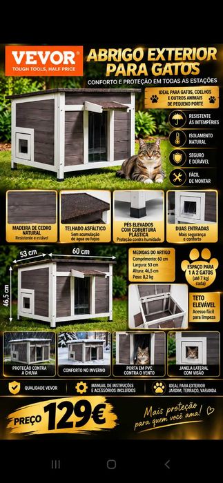 Casa Gatos. 129€.Oportunidade