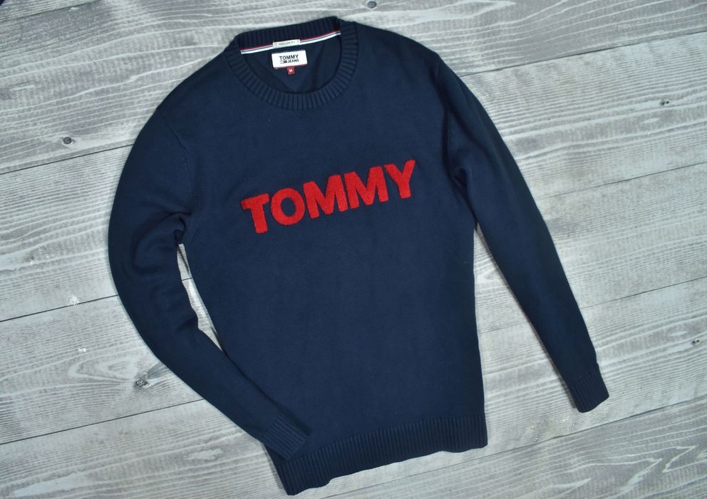 Tommy Hilfiger Granatowy Bawełniany Sweter Regular Fit M