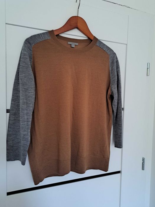 Sweter brązowo szary COS L merino