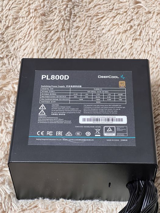 Блоки живлення DeepCool PL800D – 800W, нові, без упаковки, перевірені