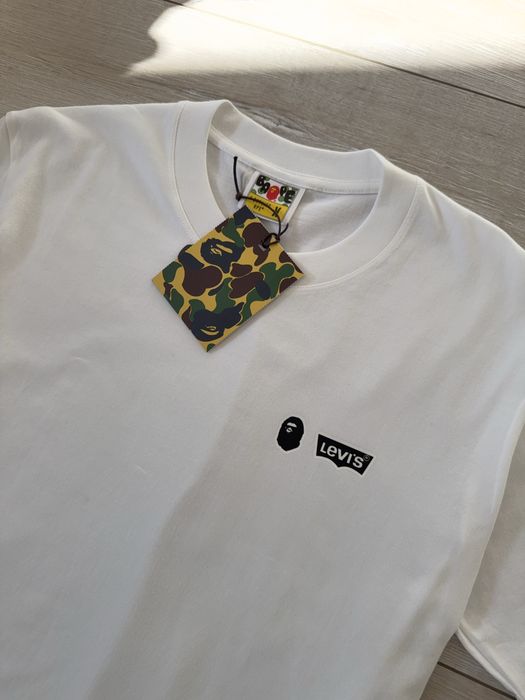 Футболка Bape & Levi's / футболка бейп левайс біла