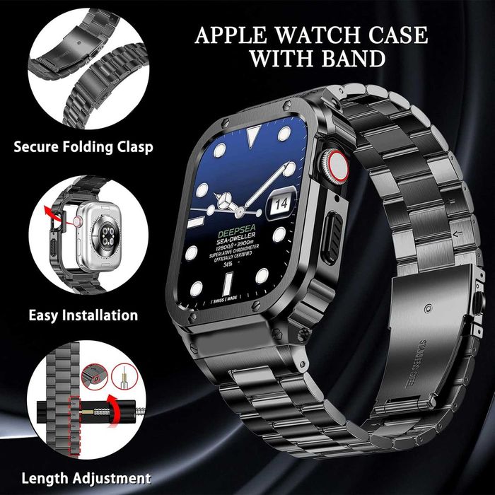 Pasek HASLFM z kopertą do Apple Watch 45mm (9/8/7) gwiezdna szarość #04