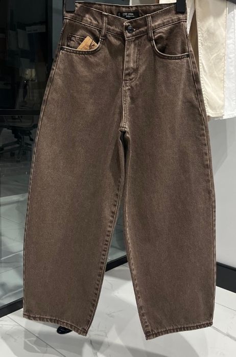 Широкие шоколадные коричневые джинси балоны багги шоколадні джинси