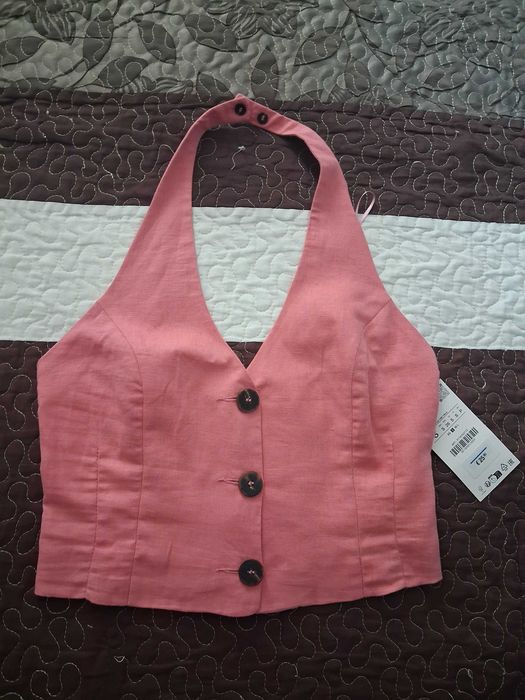 Top halter z lnu Zara