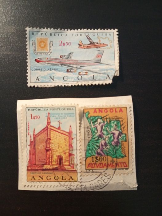 3 selos antigos Angola 1965 ; 1968 ; 1970
