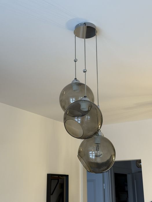 Lampa wisząca - czarne, szklane kule przezroczyste