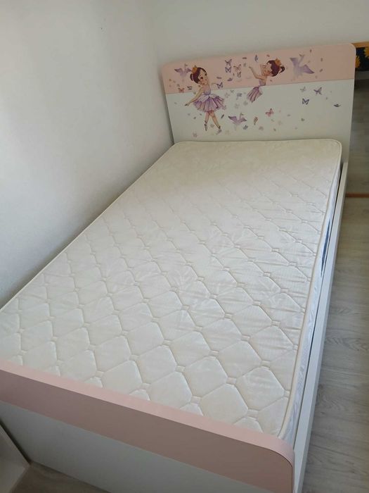 Cama de Solteiro Infantil/Juvenil (Bailarinas) + Colchão Lusocolchão | 195x110 cm