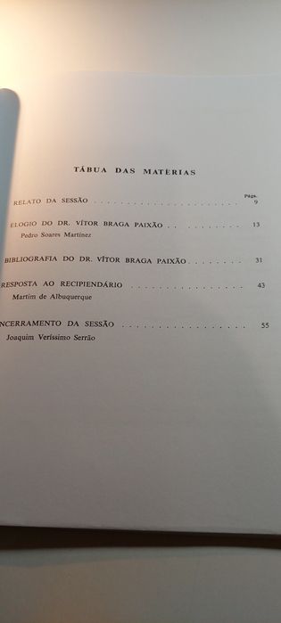 Elogio do Dr. Vítor Braga Paixão - Pedro Soares Martínez (1997)
