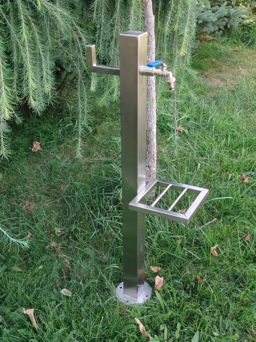 Kran ogrodowy słupek nierdzewny Hydrant Kranik INOX wolnostojący