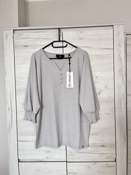 Szara bluzka monnari M L z rękawem 3/4
