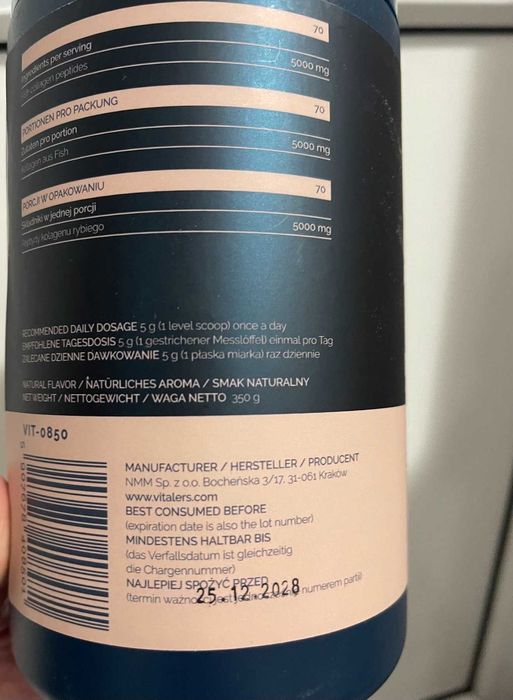 VITALERS Fish COLLAGEN Peptides 5000mg 350 gr Коллаген 5000 мг 350грам