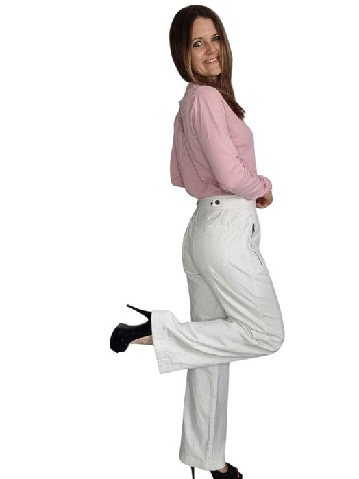 Białe spodnie marc cain n3 m 38 szerokie