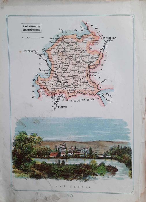 BAZEWICZ Powiat Makowski Gubernia Łomżyńska Chromolitografia 1907 r.