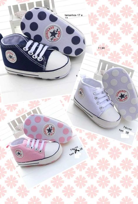 Calçado para bebé, vários modelos
novos, sola mole, valor de cada