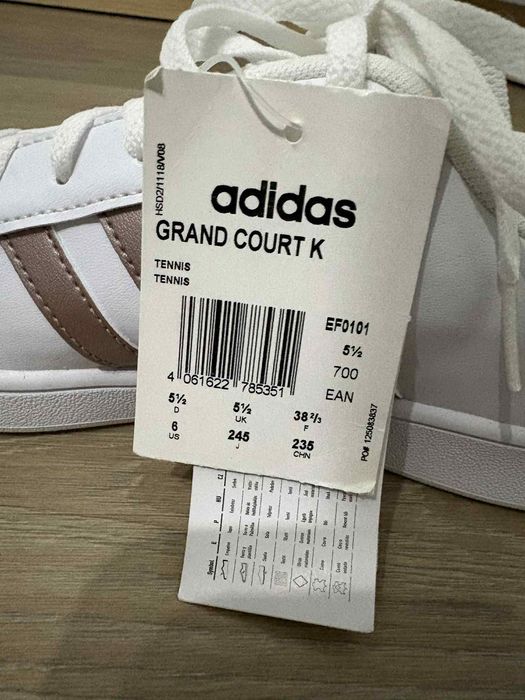 Trampki damskie Adidas grand court k, rozmiar 38 2/3