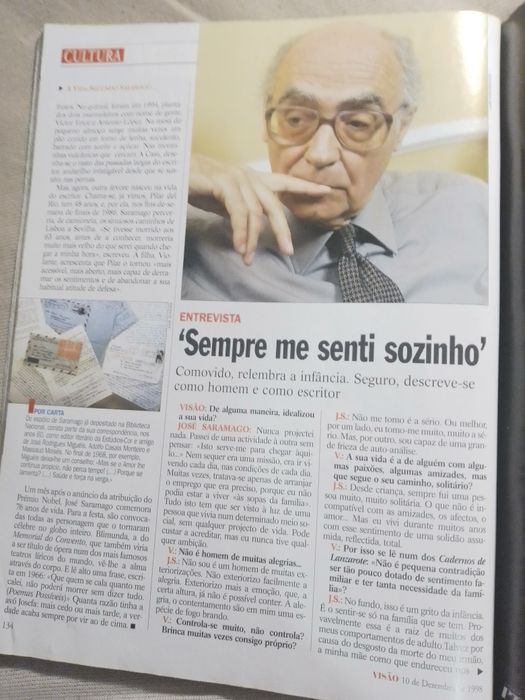 Revista Visao antiga - Com Saramago - Página 122 à página 132- Numero 299-98-Rara-15E - .Frascão antigo de Vidro o Verdão!-9E Desde 2E