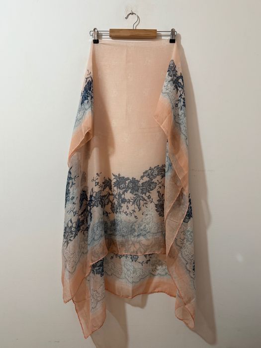 Szal morelowo- granatowy ( 91 cm x 176 ck)