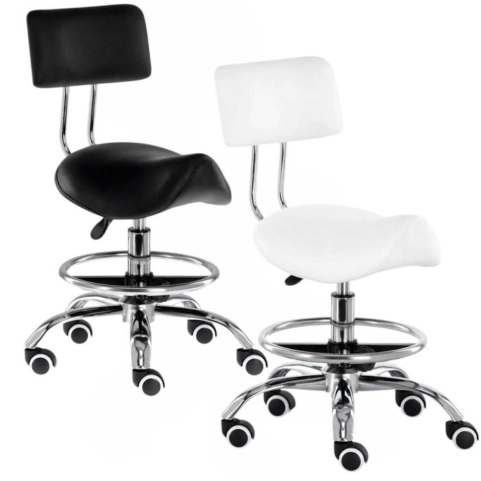 Табурет седло со спинкой , кресло для мастеров на калесах