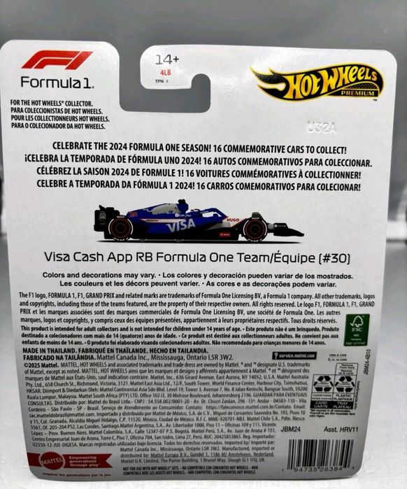 Visa Cash App RB Formula One Team D. Ricciardo #30 Hot Wheels Premium