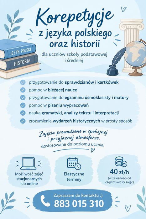 Korepetycje z jezyka polskiego i historii