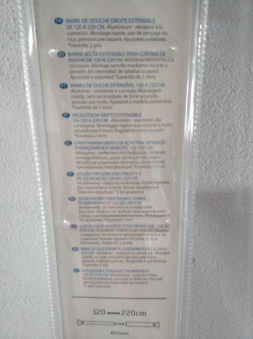 Varão extensível para cortina de duche