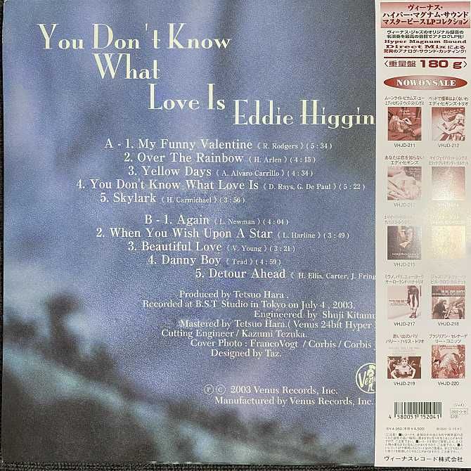 Eddie Higgins – You Don't Know What Love Is (2022, Japan): 3 800