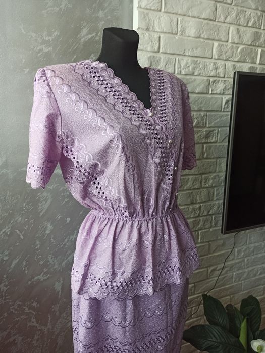 Liliowy komplet lata 70-te