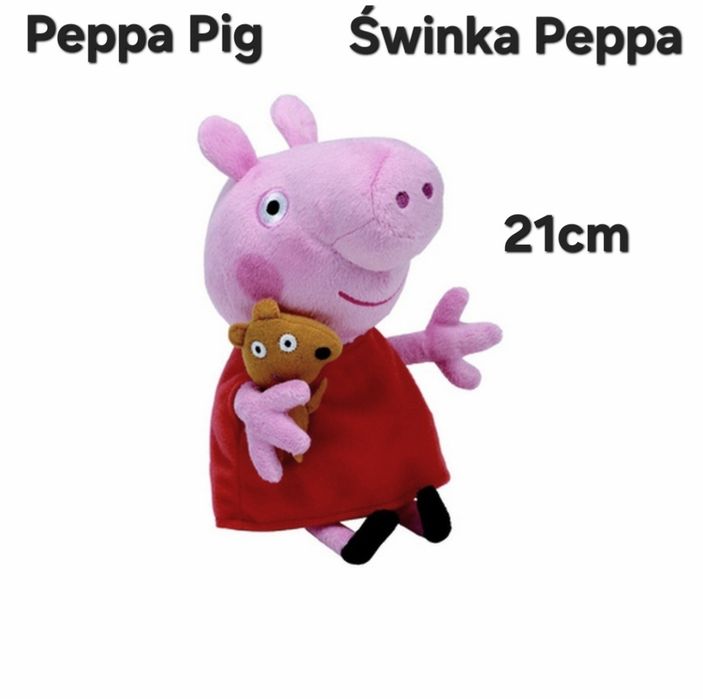 Nowa maskotka Świnka Peppa z bajki Świnka Peppa z misiem pluszak pepa pig miś przytulanka