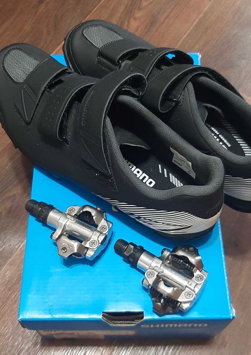 Велотуфлі Shimano SH-ME200 EU45 + контакти Shimano PD-M520 сріблясті