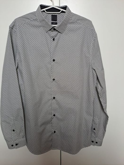 H&M Koszula męska w czarno-białe wzory Slim Fit