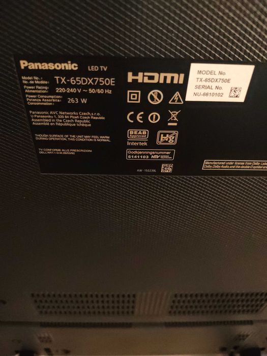 Telewizor 65" PANASONIC LED TX-65DX750E Stan BDB