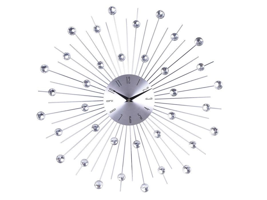 Zegar ścienny Cristal Moon 50 cm srebrny promyki kryształki