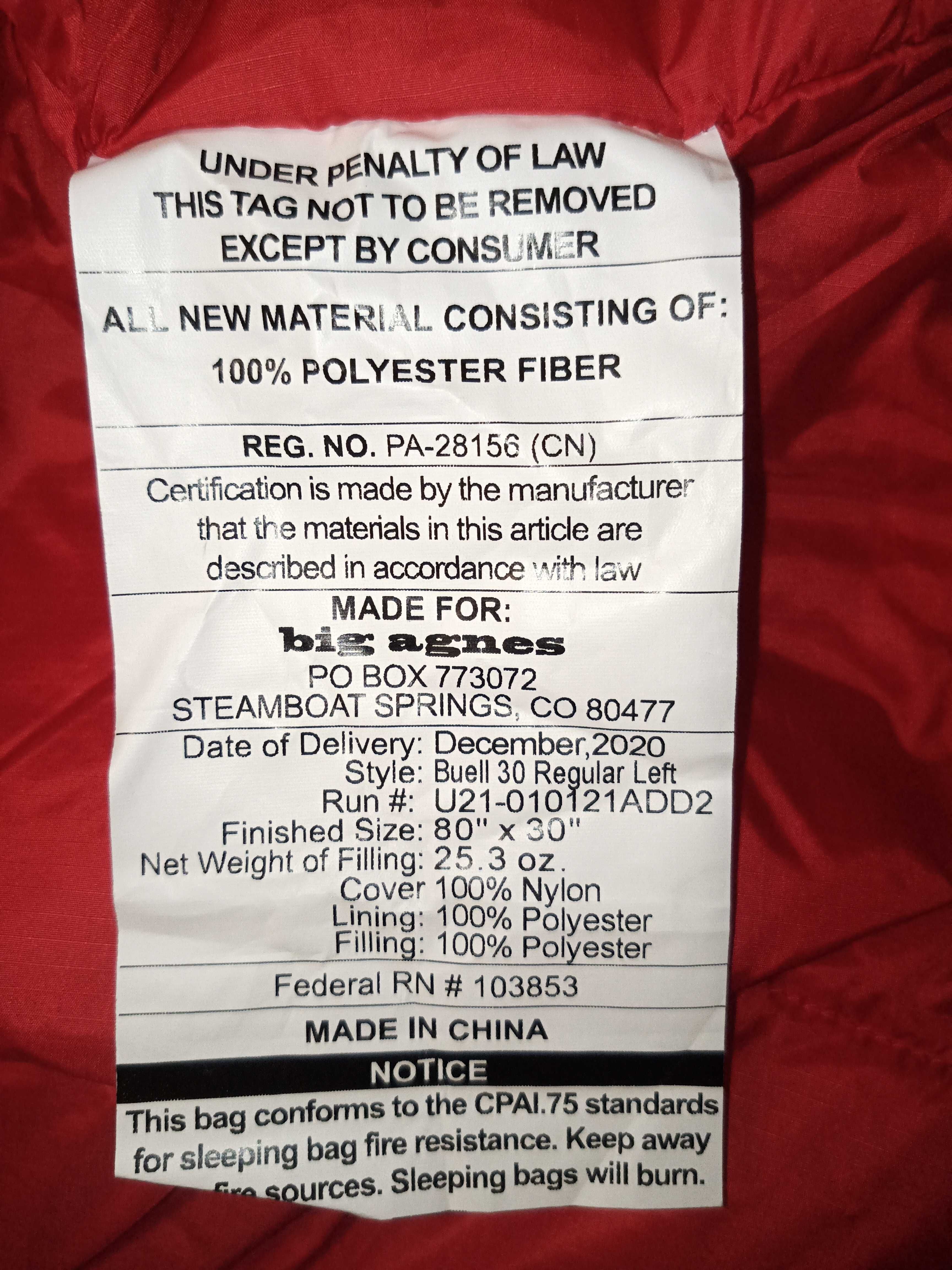 Big Agnes Buell 30 Fireline Pro 5 600 Olx