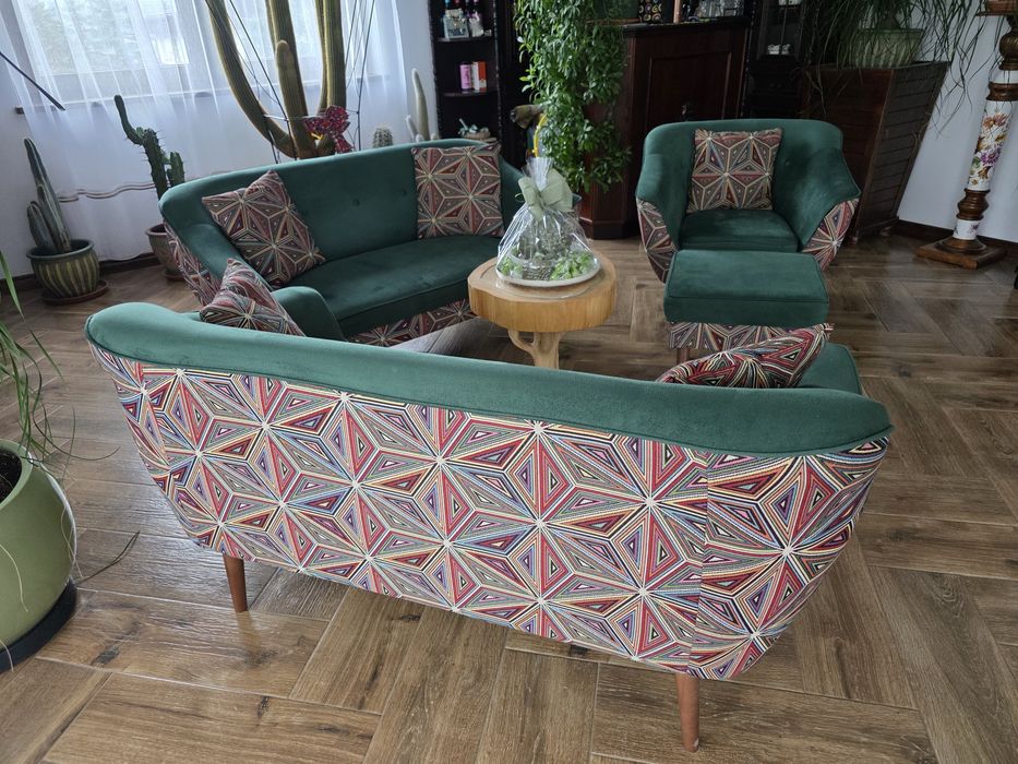Wypoczynek 2x sofa, fotel  i pufa