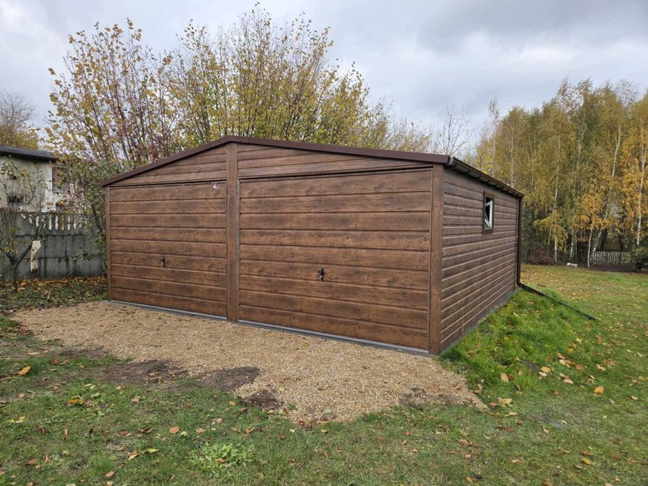 Garaż Blaszany 6x5.8m Ciemny Orzech PROFIL ZAMKNIĘTY Okno | Producent