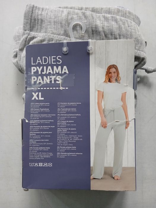 Damskie szare prążkowane spodnie od piżamy – Rozmiar XL
