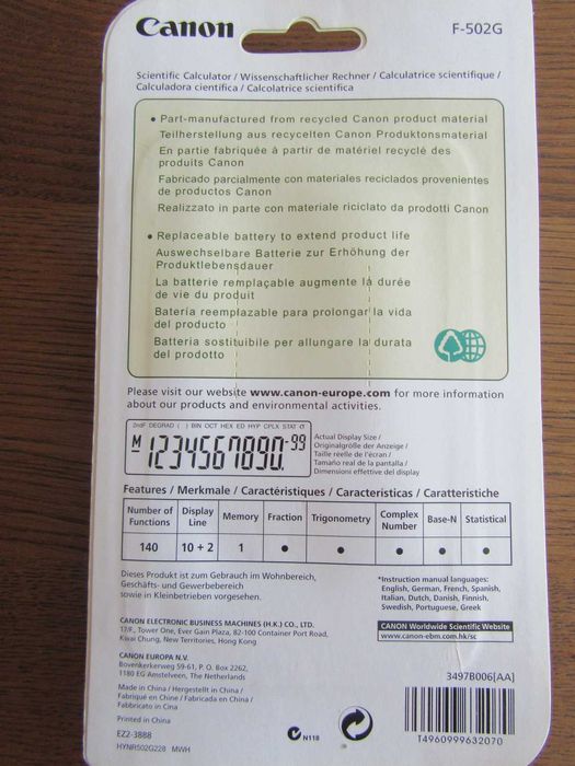 calculador CANON F502G - NOVA