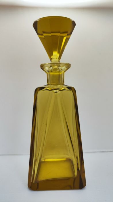 Karafka Art Deco bursztyn, stare szkło,