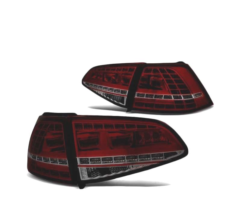 FAROLINS TRASEIROS LED VOLKSWAGEN VW GOLF 7 12-17 LOOK GTI VERMELHO CROMADO ESCURECIDO