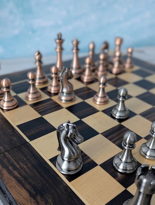 Шахи VIP‼️ металеві фігури дерев'яна дошка