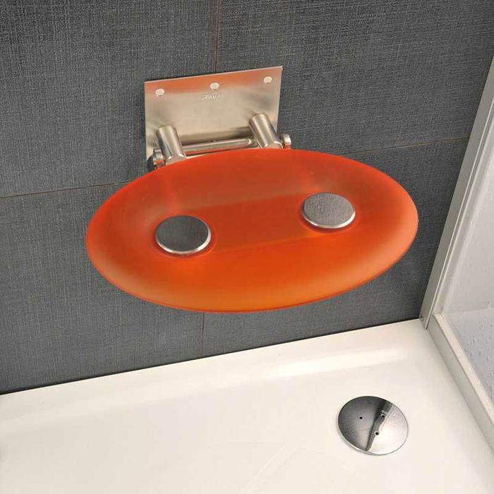 Siedzisko prysznicowe składane Ravak stal nierdzewna / orange krzesełko