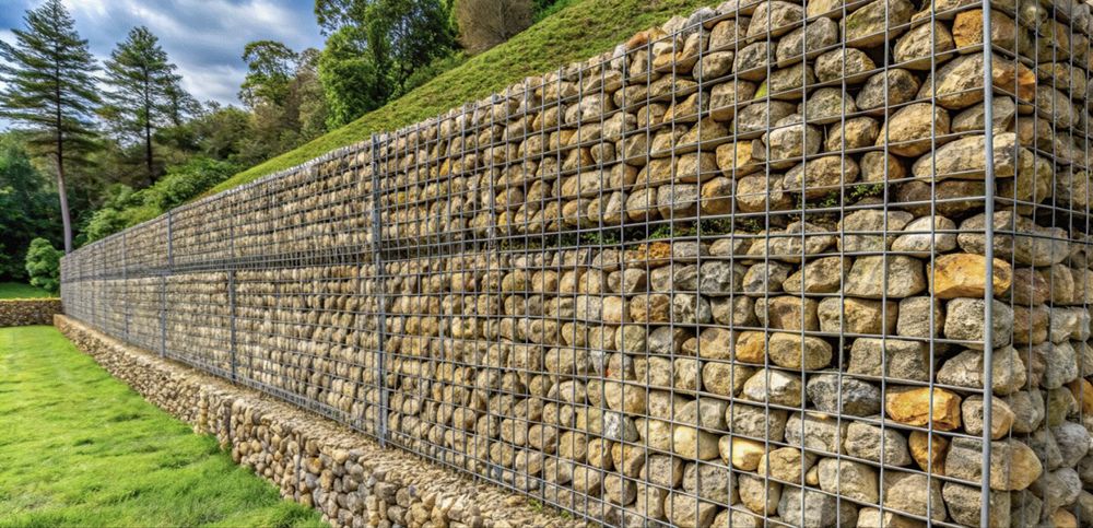 Gabion projektowanie produkcja sprzedaż montaż  konstrukcje gabionowe