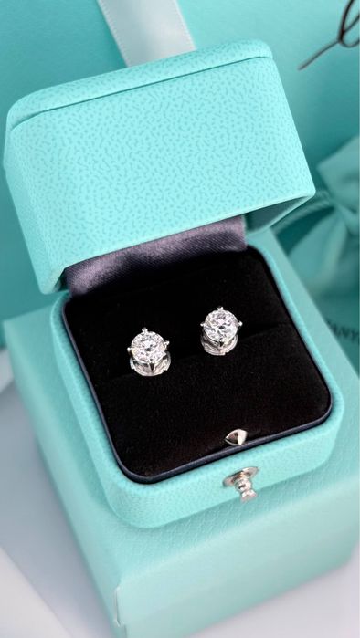 Сережки пусети з діамантами 2.00ct  Біле золото 750 проба