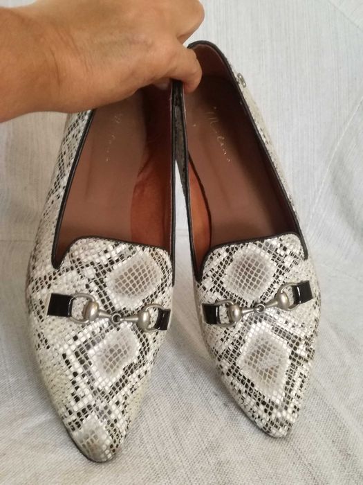 Sabrinas mocassins sapatos rasos pele de cobra Milano