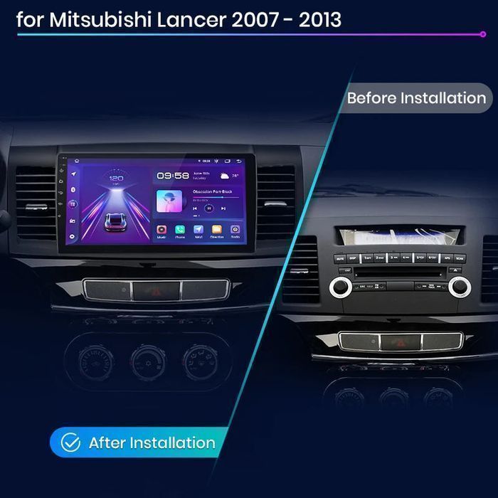 Mitsubishi Lancer – Radio Android 15 9” CarPlay Android Auto GPS Nawigacja Stacja Multimedialna WiFi Bluetooth PL 1GB/16GB