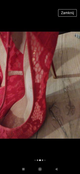 Buty czerwone szpilki koronka r40