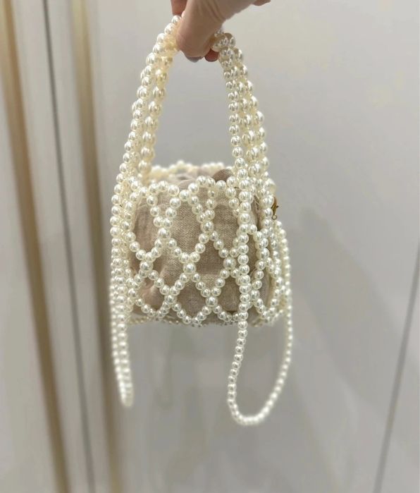 Torebka kopertówka koraliki elegancka Pearl perłowa komunia