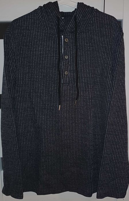 Sweter męski bluza z kapturem XL nowy ciemnoszary wygodny miły