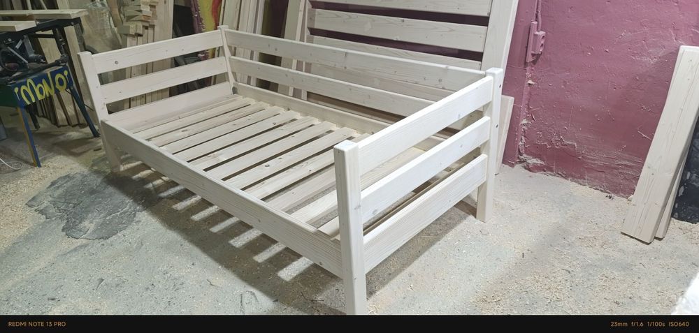 Ліжко деревʼяне 90*200, ліжко односпальне, ялиця, деревʼяне